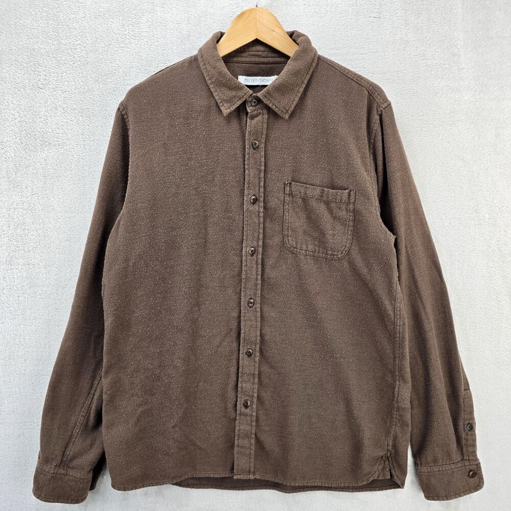 Outerknown Blanket Shirt Mens Large Brown One Pocket Button Up Flannel Organic